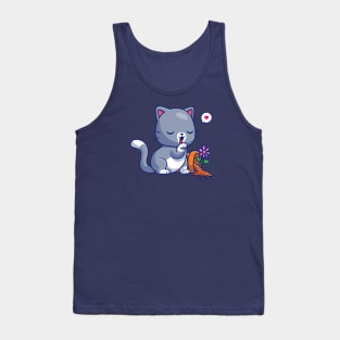 Cute Cat Break Pot Cartoon Tank Top